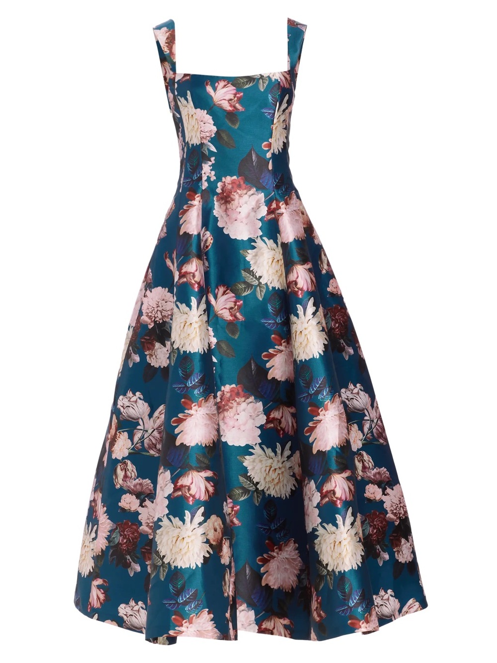 Sachin + Babi Teal Blue Floral Midi Dress